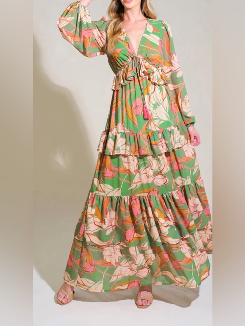 Floral Woven Tiered Maxi Dress